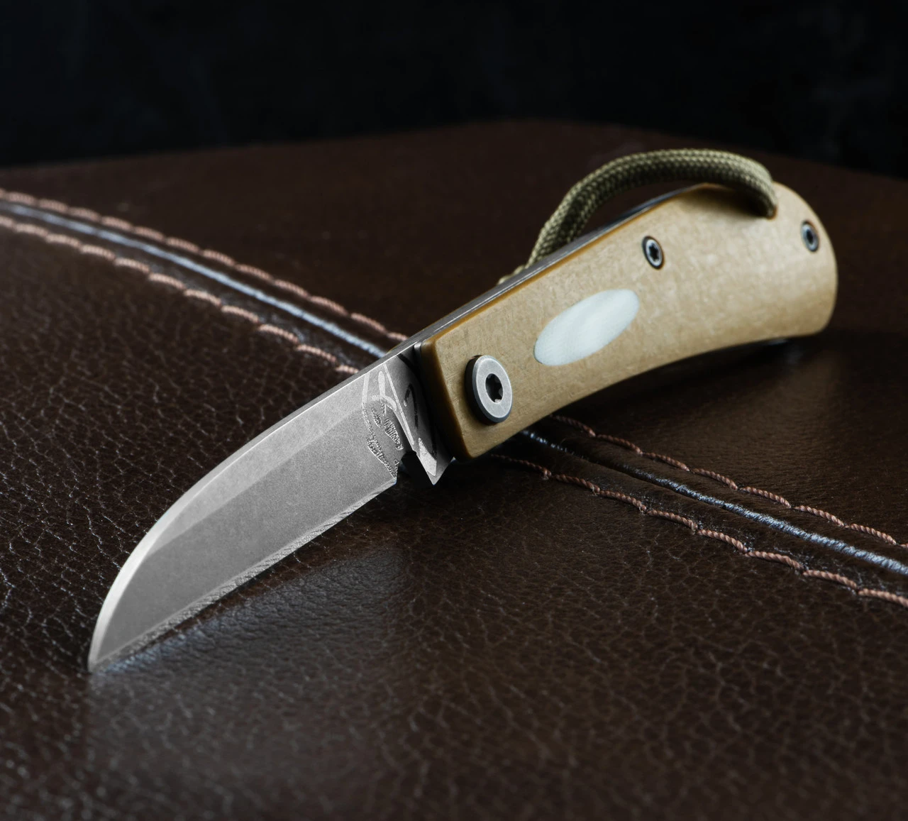 OEG EDC Trapper Ochre Morphaholic Glass Wharncliffe Custom Knife