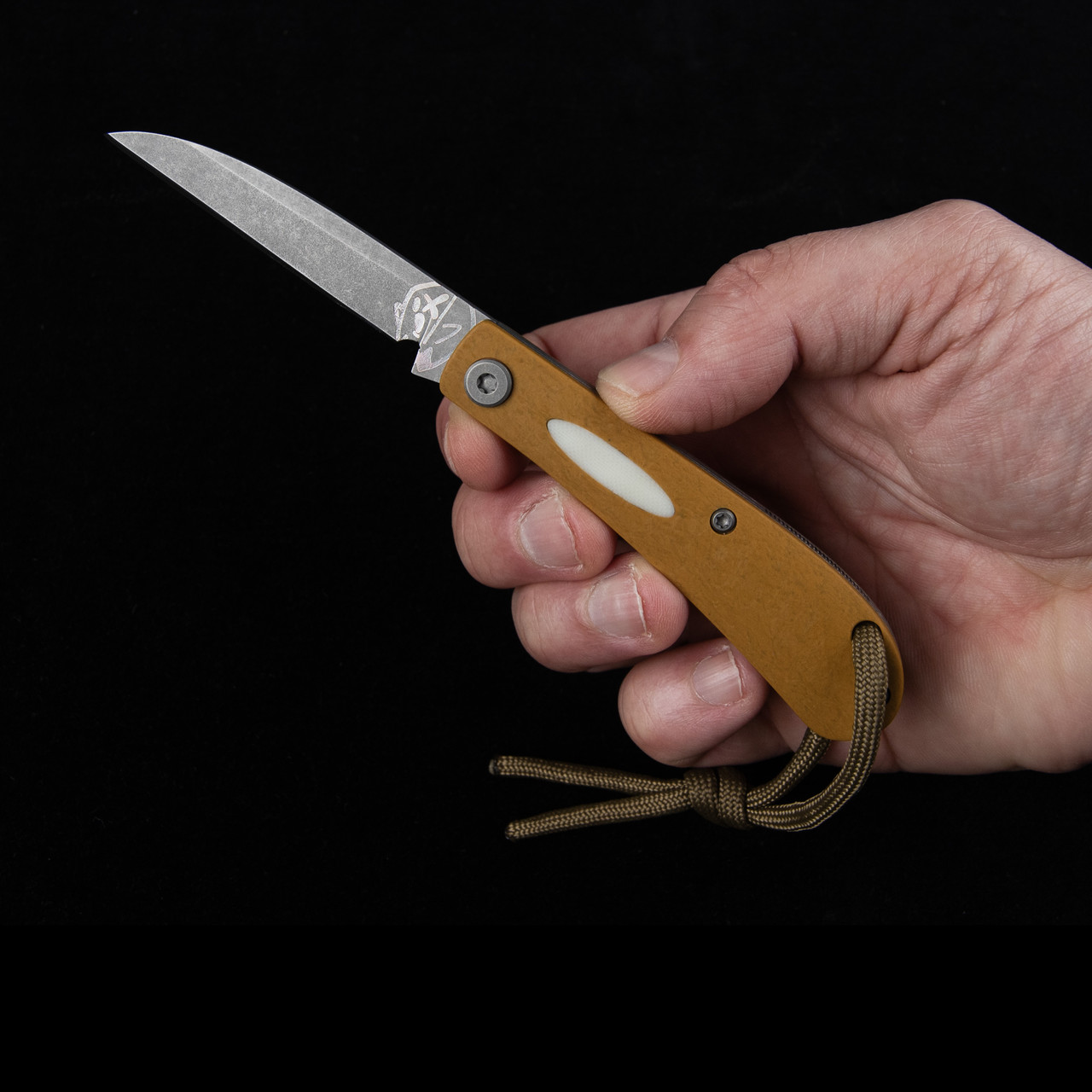 OEG EDC Trapper Ochre Morphaholic Glass Wharncliffe Custom Knife