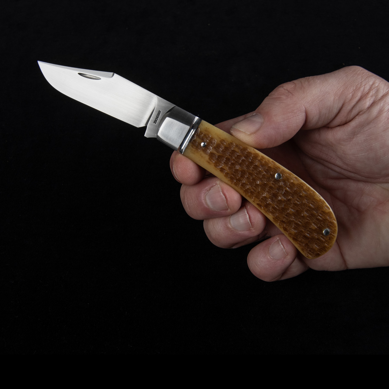 Mike Zscherny Lanny's Clip Jigged Bone Custom Knife