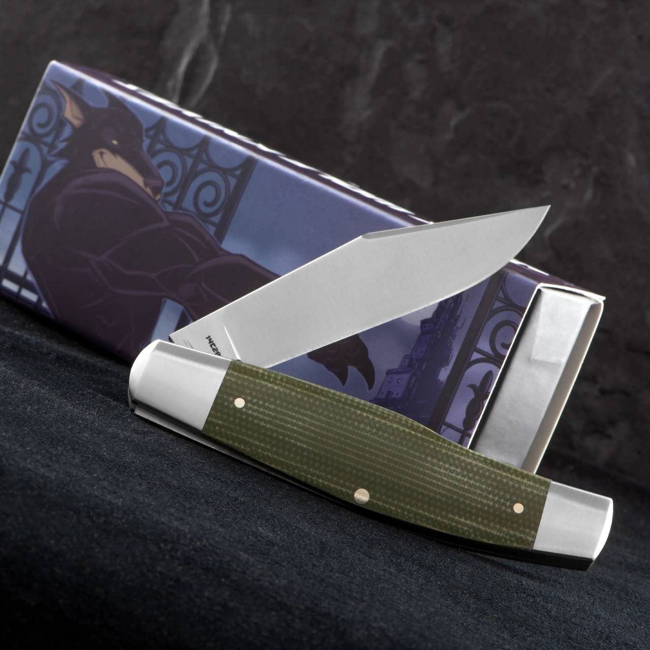 Jack Wolf Knives Stockman Green Micarta Folding Knife