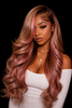 Pink Brown Highlight 180% Density 26" Body Wave
100% Human Hair
