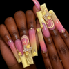 24 pcs Yellow Gradient French Coffin Fake Nail Set