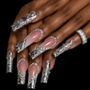 24pcs Silver Diamond French Coffin Fake Nail Set