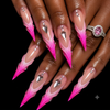 24 pcs Pink Abstract Stiletto Fake Nail Set