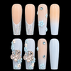 24pcs Baby Blue Long Coffin Fake Nail Set