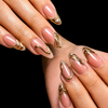 24 pcs Gold Abstract Short Almond Fake Nail Set
