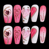 10 pcs Pink Heart Imprinted Diamond Long Coffin Fake Nail Set
Available Size: Medium