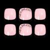 24 pcs Black French Diamond Short Square Fake Toe Nail Set
