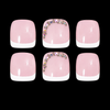 24 pcs White French Diamond Short Square Fake Toe Nail Set