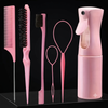 Pink Hair Brush Hairdressing Set with Teasing Brush & Edge Control Hair Brush