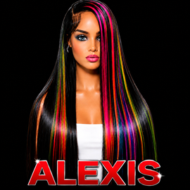 Red Blue Green Highlight Colored 200% Density 28" Straight
100% Human Hair
