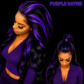 1B/Purple Black Ombre Highlight Brazilian Remy 250% Density 28" Body Wave