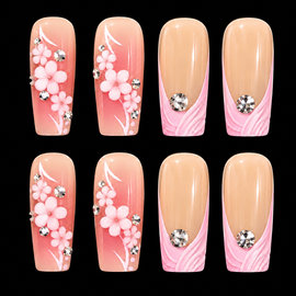 24pcs Pink French Long Coffin Fake Nail Set