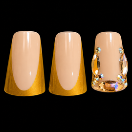24 pcs Gold French Diamond Duck Bill Fake Nail Set