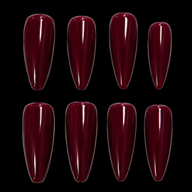 24pcs Burgundy Short Almond Fake Nail Set
