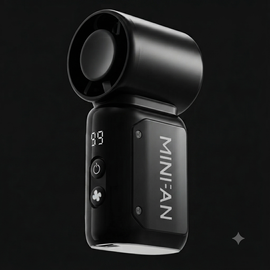 Black Mini Portable Handheld Fan, 5000mAh 13H Long Lasting, 199 Speed Adjustable