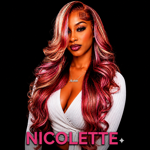 Pink Brown Highlight 180% Density 26" Body Wave
100% Human Hair