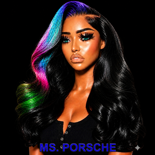Blue Pink Highlight 200% Density 28" Body Wave
100% Human Hair