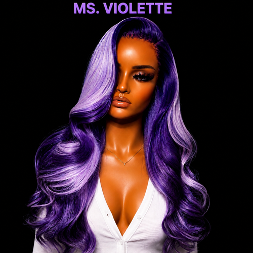 Dark Purple Highlight Brazilian Remy 200% Density 28" Body Wave
100% Human Hair with a Med. Cap