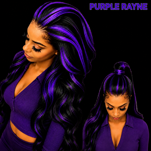 1B/Purple Black Ombre Highlight Brazilian Remy 250% Density 28" Body Wave