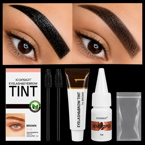2 In 1 Eyebrows and Eyelashes Tint Kit with Brush