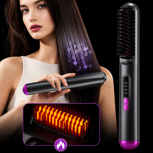 Electric Hot Comb Compact Hair Straightener with Quick Heated Comb