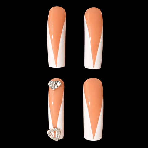 24pcs White French Ex-Long Square Coffin Fake Nail Set