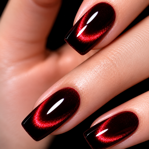 24 pcs Black Short Square Fake Nail Set