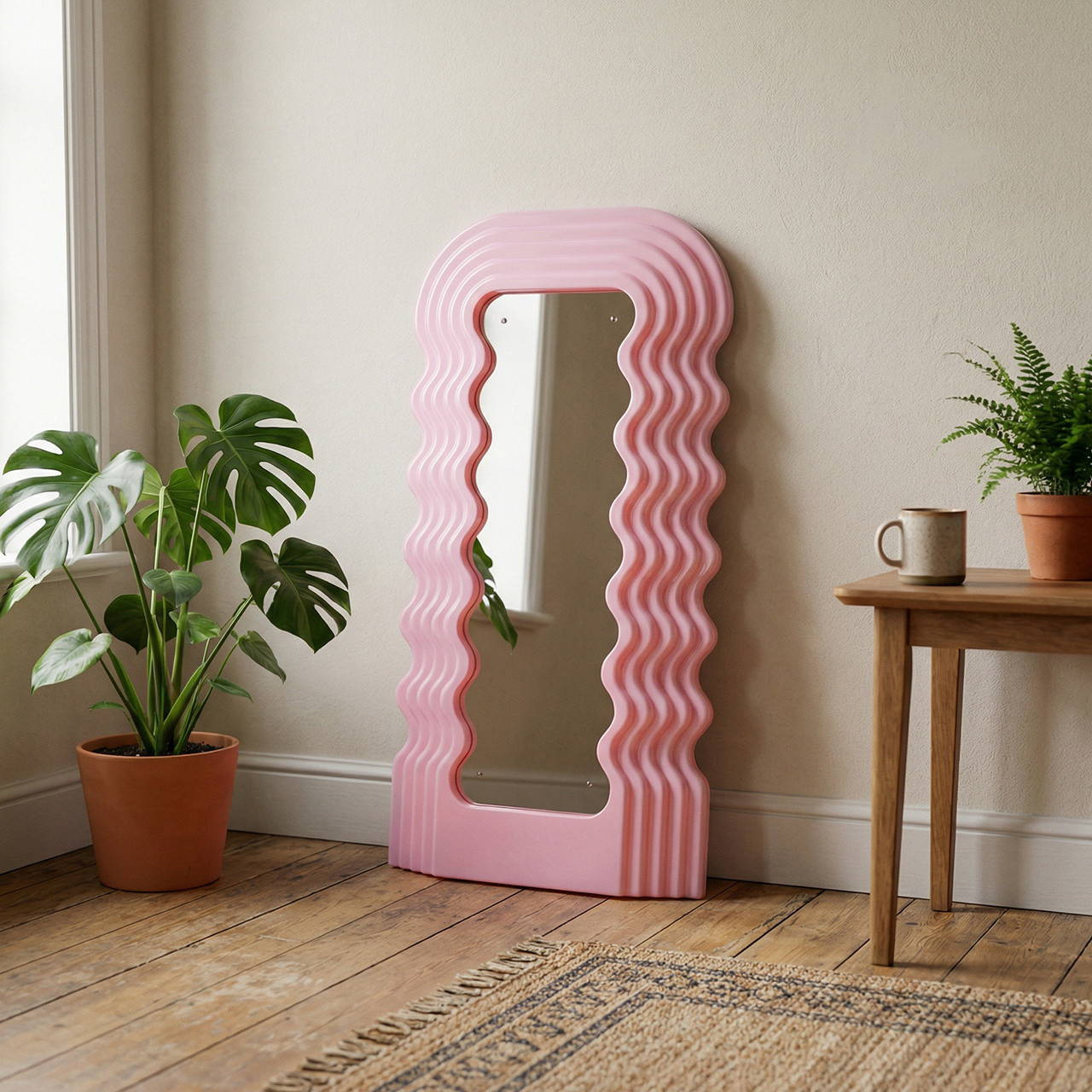Ettore Mini Wavy LED Ultra Mirror Wavy LED & Pink Wavy Mirror