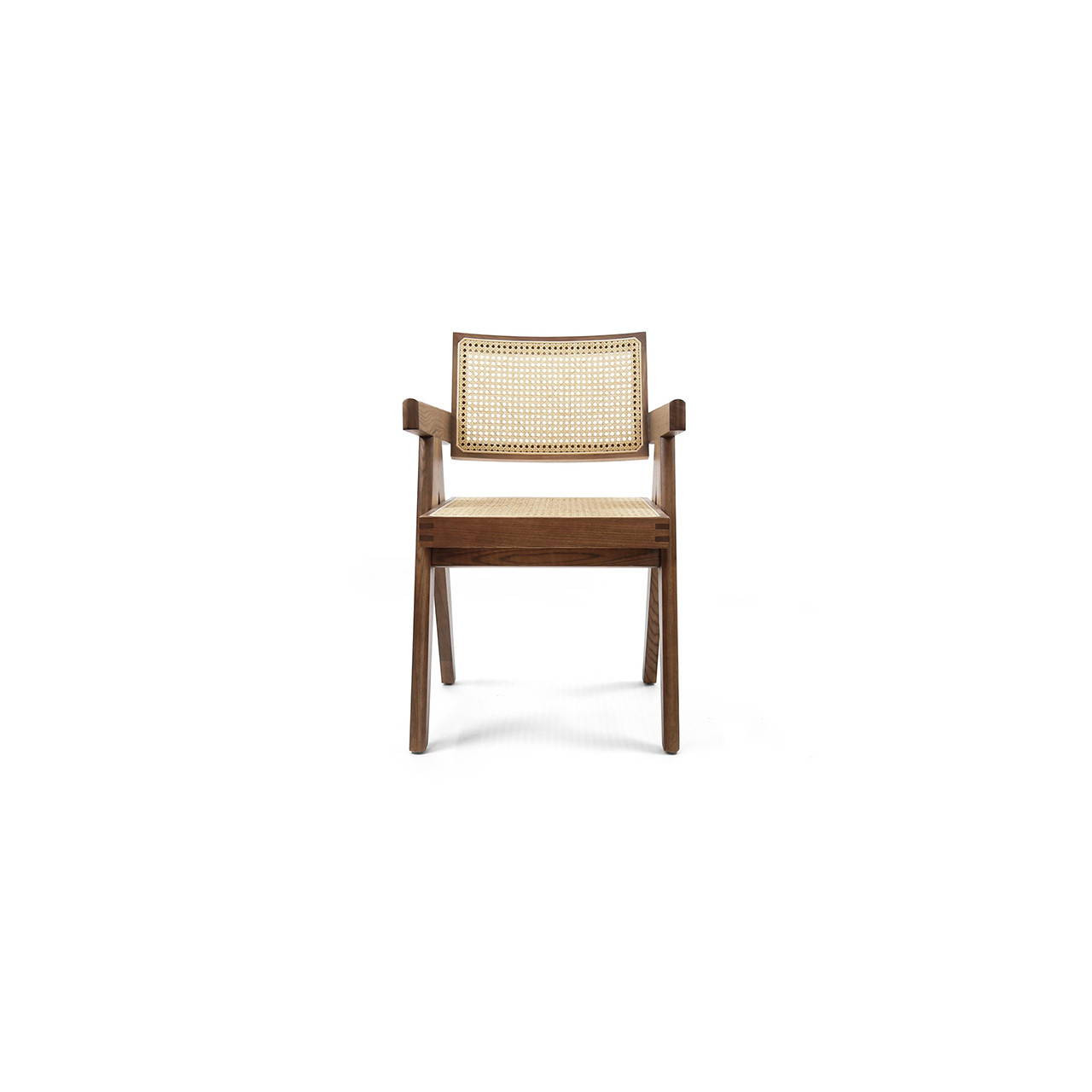 Image of Pierre Jeanneret Rattan Teak Armchair - Final Sale