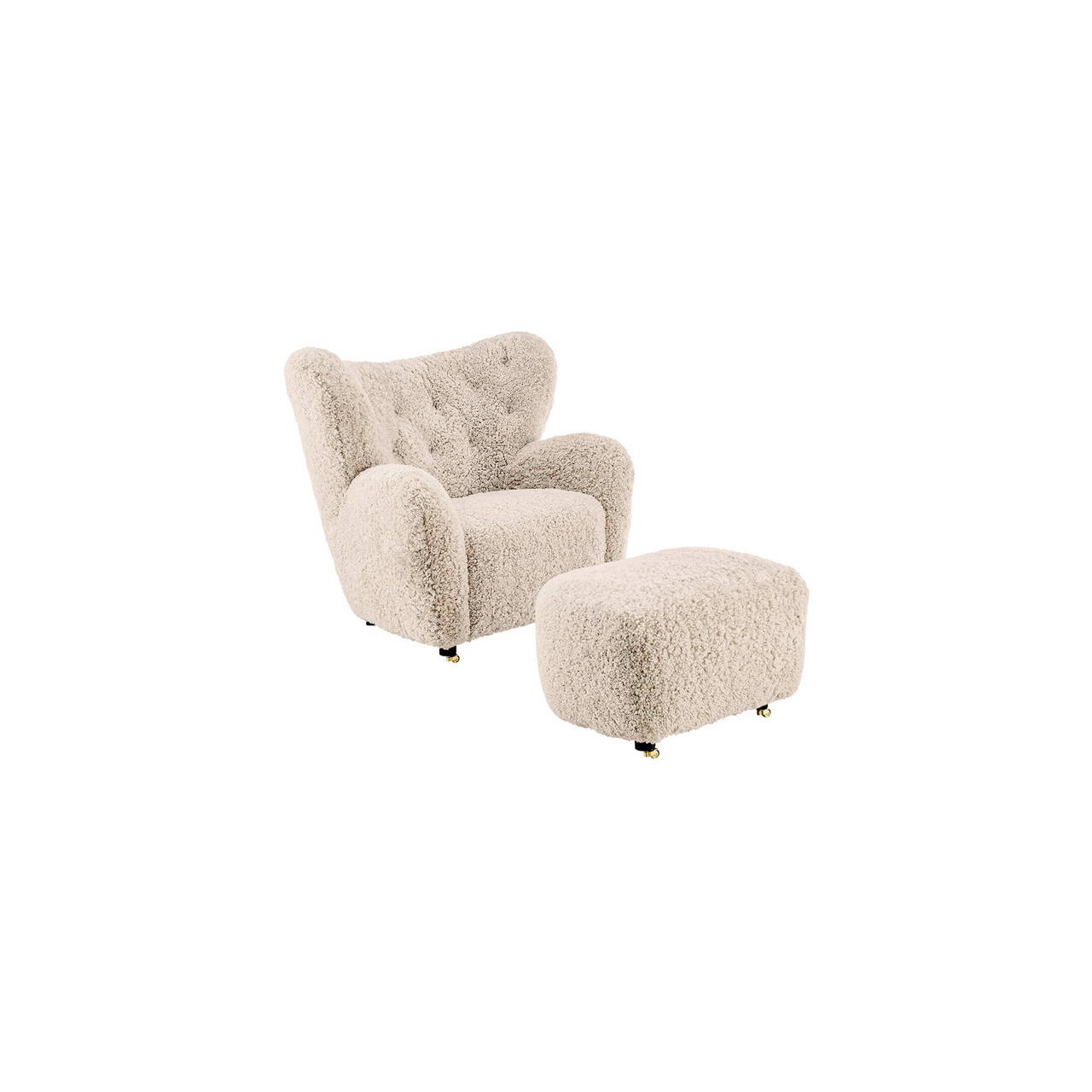 Image of Flemming Lassen The Tired Man Sheepskin Lounge Chair & Footstool - Final Sale