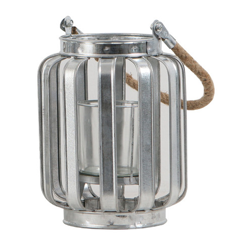 Galvanized Tin Banded Candle Lantern