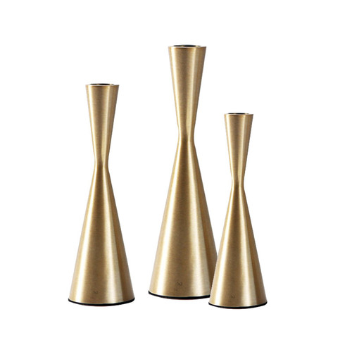 Hourglass Taper Candle Holder Gold