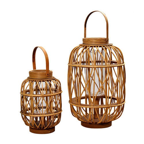 Woven Rattan Candle Lantern