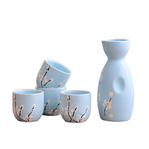 Cherry Blossom Sake Set 5oz Lightblue