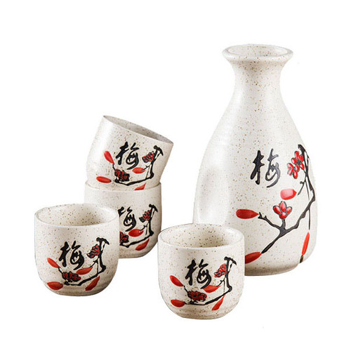 Calligraphy Plum Sake Set 9oz