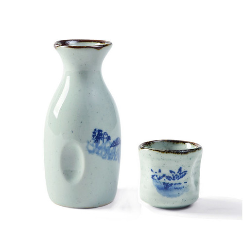 Sake Bottle Cup Blue White