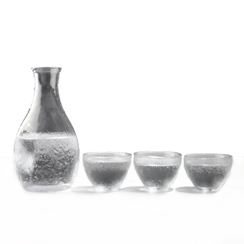 Clear Glass Sake Set Clear Decanter and 3  Shots