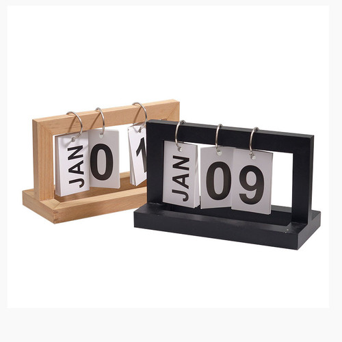 Wooden Perpetual Flip Desk Calendar