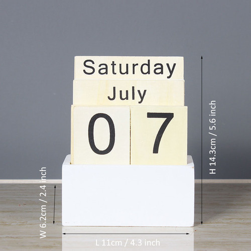 Vintage Wood Block Perpetual Calendar