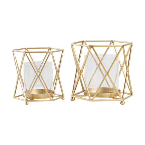 Geometric Candle Holder Gold