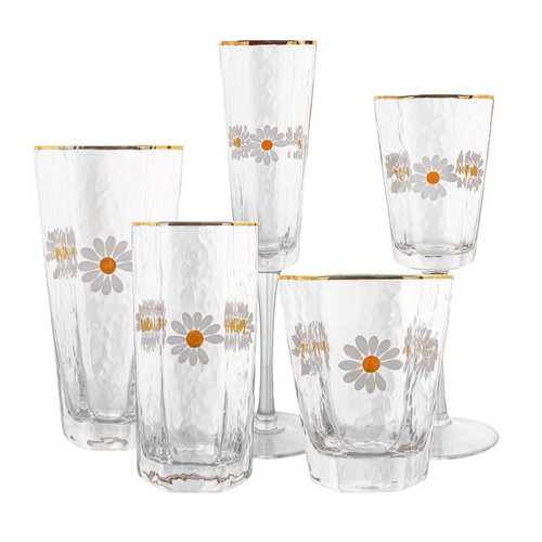 Daisy Hexagonal Glass Tumbler