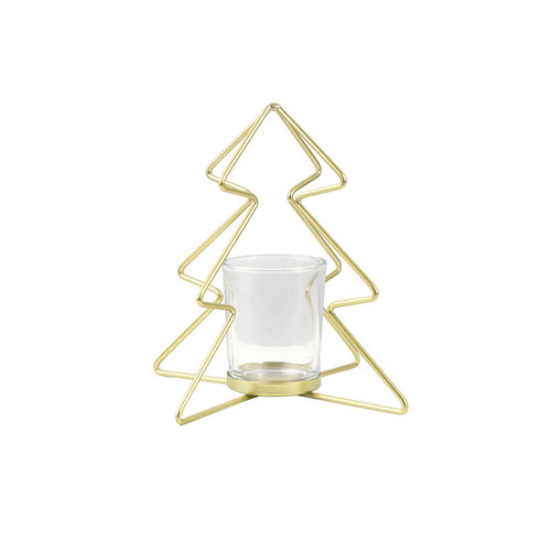 Christmas Tree Votive Candle Holder Gold