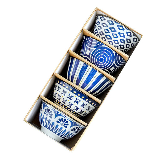 Blue Japanese Geometric Pattern Bowls