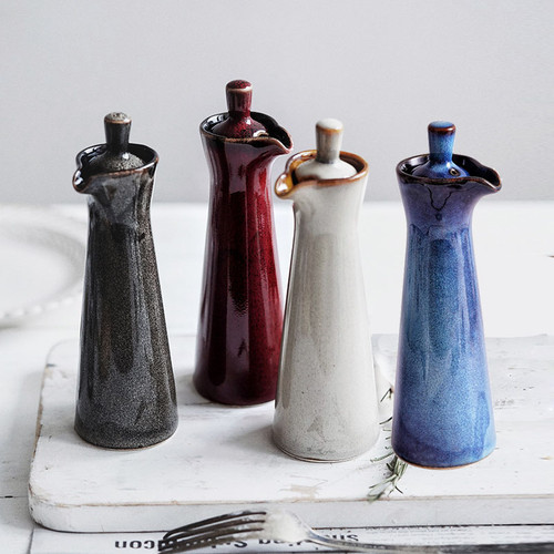 Reactive Glazed Japanese Cruet Japanese Rustic Pottery Housewarming Gift