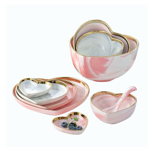 Heart Shape Marble Dinnerware for Wedding Birthday Party