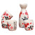 5 pieces Japanese sake set, hand painted beautiful cherry blossom and Chinese calligraphy script on white seasame glaze.