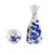 Fine Japanese sake serving set, Bottle Height 14cm, 140ml; Cup Dia 5cm, H 4cm, 60ml.