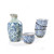 5 Pieces Japanese Sake Set Blue-and-White Porcelain Luckiness Floral