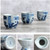 Beautifully hand painted blue floral and leaves on porcelain cups